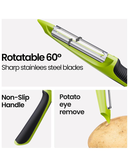 Pelador de Verduras TOAXUUL Ergonómico Antideslizante Verde