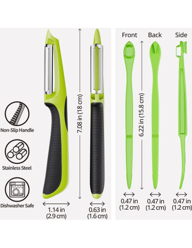 Pelador de Verduras TOAXUUL Ergonómico Antideslizante Verde