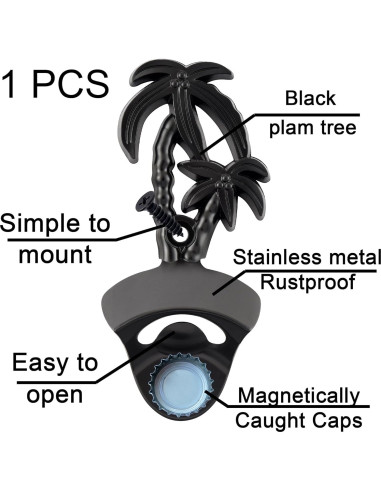 Abrebotellas Magnético de Pared Jumiok Negro 12.45x5.46cm