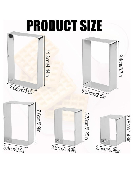 Juego de 5 Cortadores de Galletas Rectangulares PEUTIER Acero Inoxidable