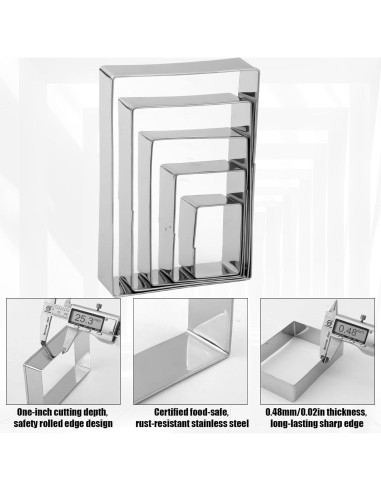 Juego de 5 Cortadores de Galletas Rectangulares PEUTIER Acero Inoxidable