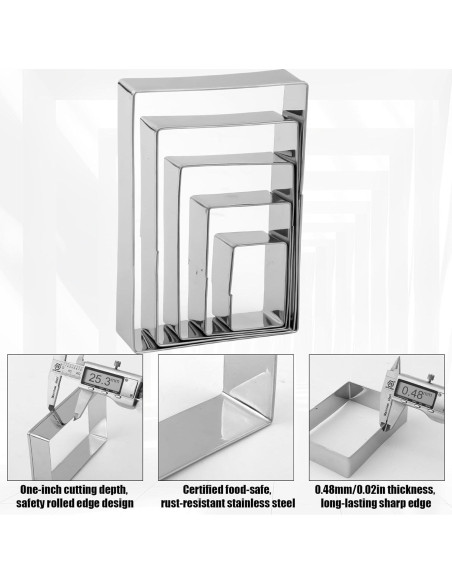 Juego de 5 Cortadores de Galletas Rectangulares PEUTIER Acero Inoxidable