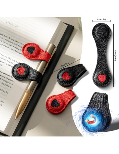 Marcadores de Páginas Magnéticos de Cuero Ovesmusl Corazón