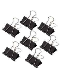 144 Clips de Carpeta ZIQI 25mm Negros Reutilizables de Acero