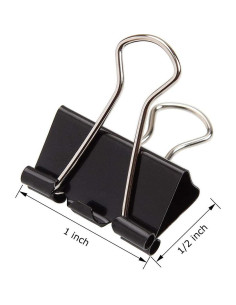 144 Clips de Carpeta ZIQI 25mm Negros Reutilizables de Acero 2