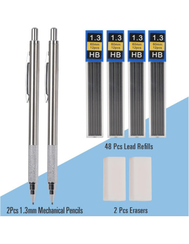 Juego de Lápices Mecánicos Aitikili 1.3mm con Recargas y Gomas