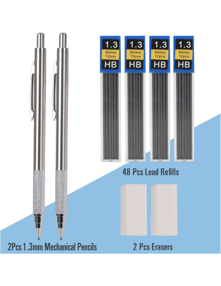 Juego de Lápices Mecánicos Aitikili 1.3mm con Recargas y Gomas