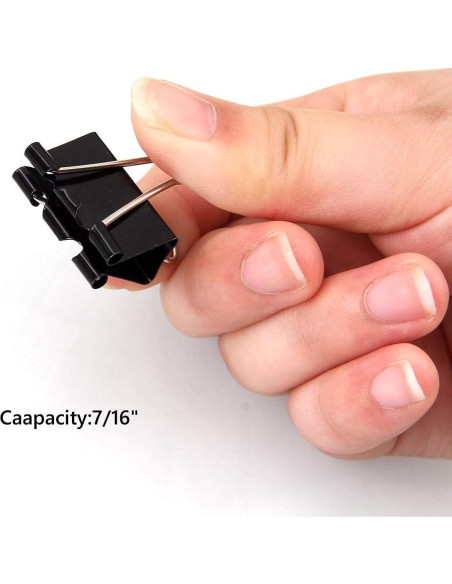 144 Clips de Carpeta ZIQI 25mm Negros Reutilizables de Acero