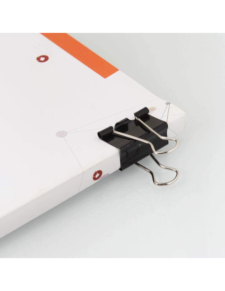 144 Clips de Carpeta ZIQI 25mm Negros Reutilizables de Acero