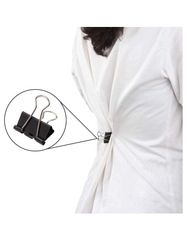 144 Clips de Carpeta ZIQI 25mm Negros Reutilizables de Acero