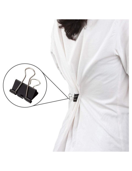 144 Clips de Carpeta ZIQI 25mm Negros Reutilizables de Acero