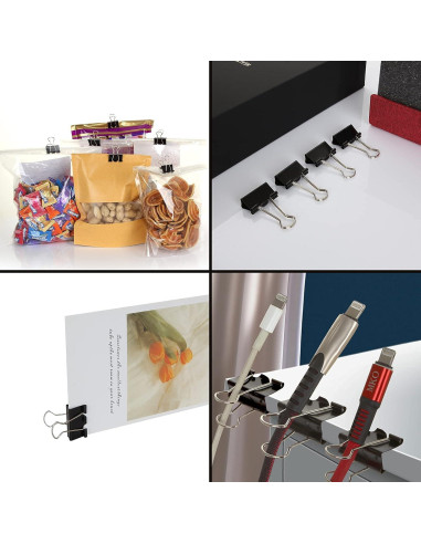 144 Clips de Carpeta ZIQI 25mm Negros Reutilizables de Acero