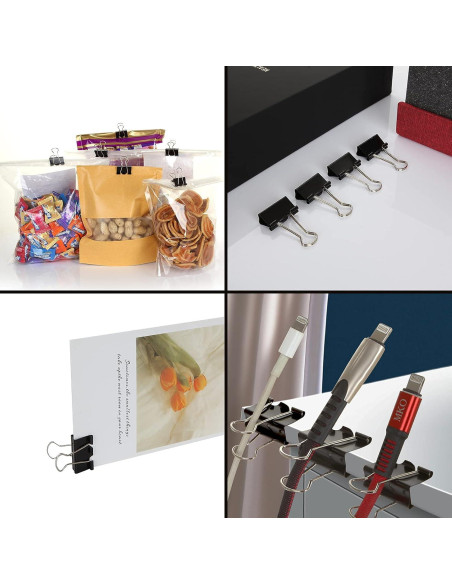 144 Clips de Carpeta ZIQI 25mm Negros Reutilizables de Acero