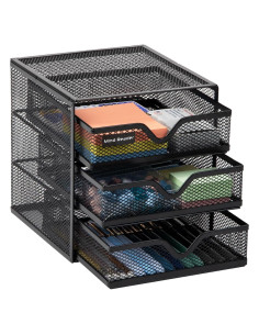 Organizador de Escritorio Mind Reader con 3 Cajones Negro 15.88x16.51 cm