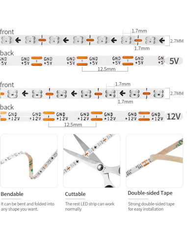 Tira LED WS2812B 1m 160 LEDs/m 2.7mm Ultra Estrecha DC5V