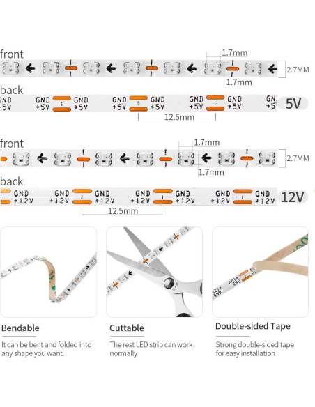 Tira LED WS2812B 1m 160 LEDs/m 2.7mm Ultra Estrecha DC5V