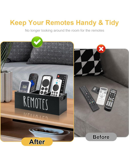 Soporte para Control Remoto VACONICO Negro 3 Compartimentos