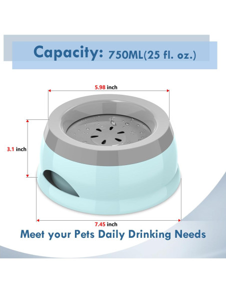 Tazón de Agua Antideslizante Takfox 750ml para Perros y Gatos