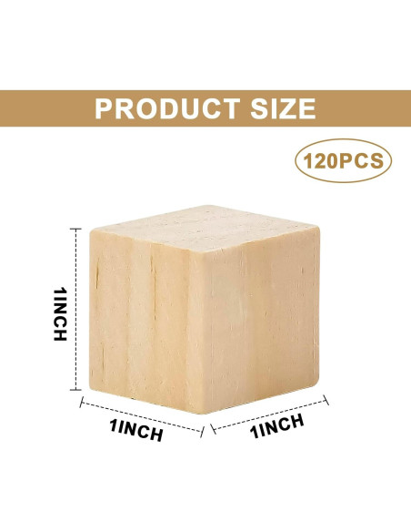 120 Cubos de Madera Keshufu 2.54 cm para Manualidades DIY