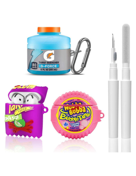 Paquete 3 Fundas Silicona Kawaii para Airpods 4 - Azul, Morado, Rosa