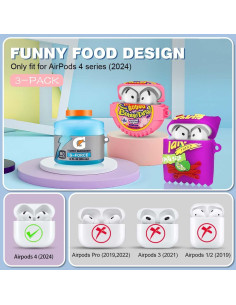 Paquete 3 Fundas Silicona Kawaii para Airpods 4 - Azul, Morado, Rosa 2