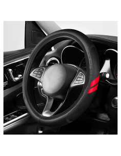 Funda de Volante YOSRTER para Dodge 14-15 Pulgadas Borde Rojo