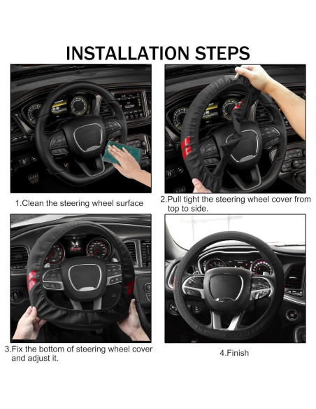 Funda de Volante YOSRTER para Dodge 14-15 Pulgadas Borde Rojo