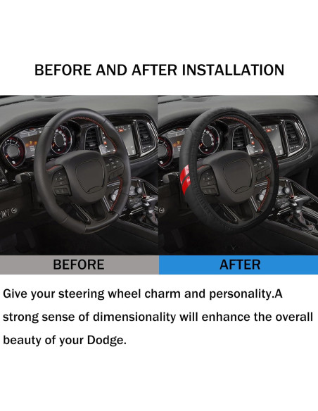 Funda de Volante YOSRTER para Dodge 14-15 Pulgadas Borde Rojo