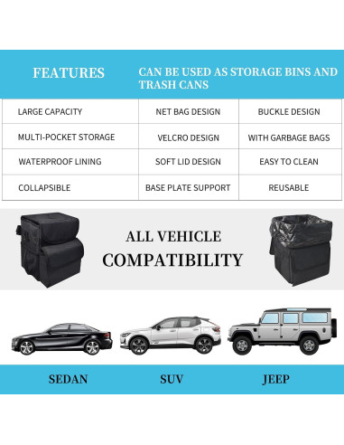 Basurero de coche ILLINOS A8080 plegable impermeable 19x15x23cm