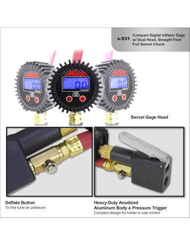 Inflador Digital de Neumáticos Milton S-531 255 PSI Compacto