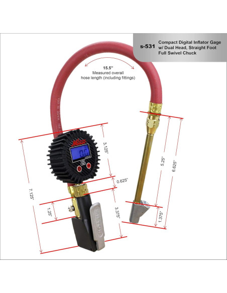 Inflador Digital de Neumáticos Milton S-531 255 PSI Compacto