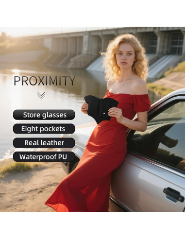 Organizador de Visera de Coche AWinjoy - Almacenamiento Negro