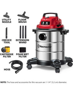 Aspiradora Húmeda/Seca Vacmaster 5 Gal 4 HP Inoxidable VOC508S 2