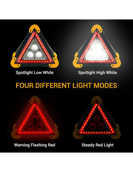 Triángulo de Advertencia LED Thehitdeal - Resistente al Agua, 4 Modos