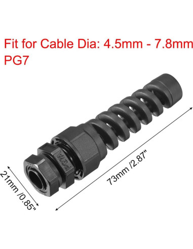 Conector PG7 Impermeable uxcell Nylon IP68 para Cable 4.5-7.8mm