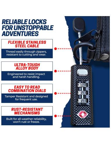 Candado de Combinación TSA Cedar Mill ZipLock Negro 81.9g