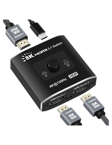Interruptor HDMI 2 en 1 Avedio Links 8K@60Hz 4K@120Hz