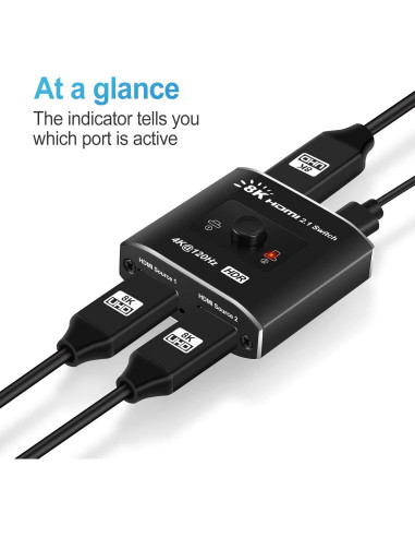 Interruptor HDMI 2 en 1 Avedio Links 8K@60Hz 4K@120Hz