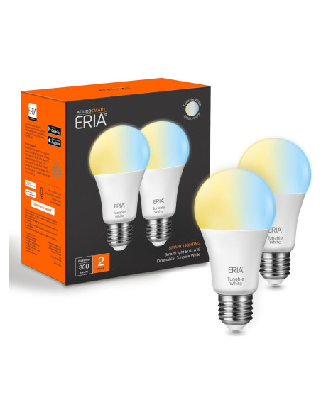 Bombillas Inteligentes ERIA A19 ZigBee 800 Lúmenes Blanco Ajustable (2 Pzs)