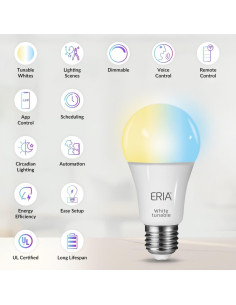 Bombillas Inteligentes ERIA A19 ZigBee 800 Lúmenes Blanco Ajustable (2 Pzs) 2
