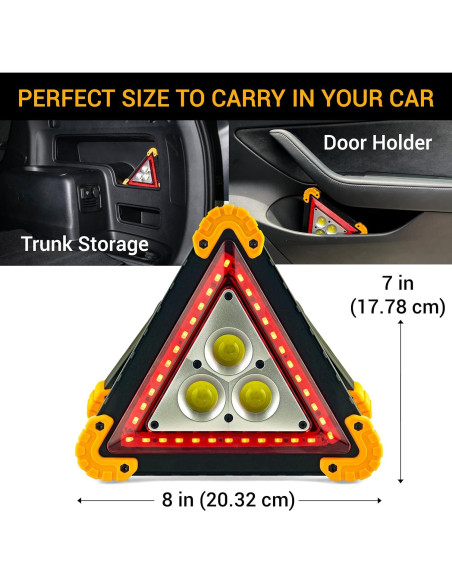 Triángulo de Advertencia LED Thehitdeal - Resistente al Agua, 4 Modos