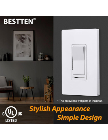 Interruptor Regulador Digital BESTTEN con LED, 150W, Blanco