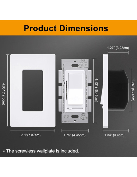 Interruptor Regulador Digital BESTTEN con LED, 150W, Blanco