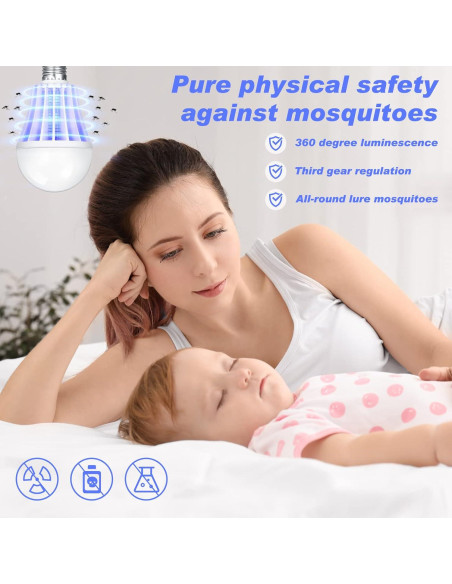 Bombilla Zapper de Insectos Qualirey 2 en 1 Luz LED 8x14cm
