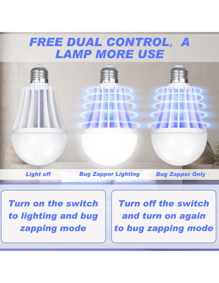 Bombilla Zapper de Insectos Qualirey 2 en 1 Luz LED 8x14cm