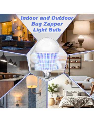 Bombilla Zapper de Insectos Qualirey 2 en 1 Luz LED 8x14cm