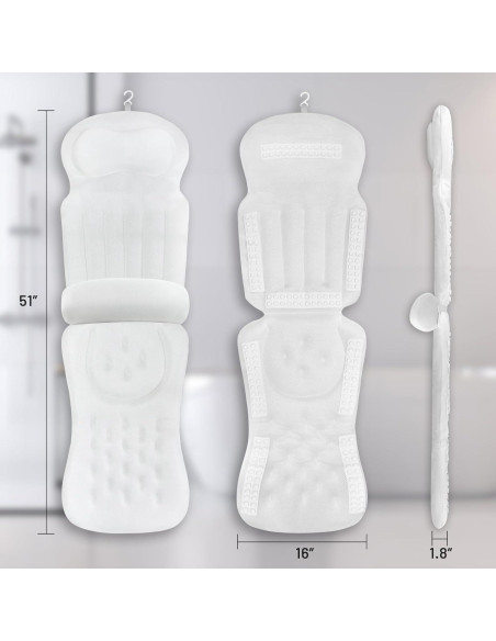 Almohada de Baño Ergonómica Foamagic 129x41 cm con Ventosas