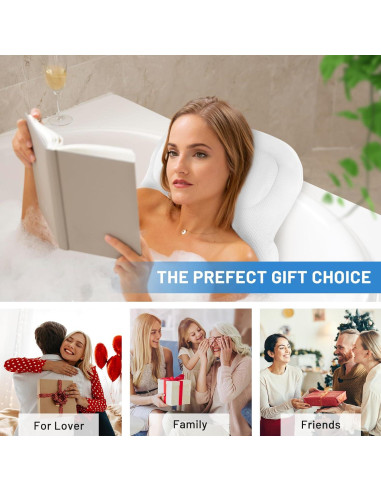 Almohada de Baño Ergonómica Foamagic 129x41 cm con Ventosas