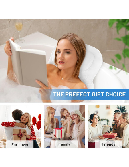 Almohada de Baño Ergonómica Foamagic 129x41 cm con Ventosas