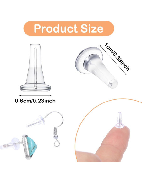 100 Tapones de Silicona Transparentes Simarro para Pendientes